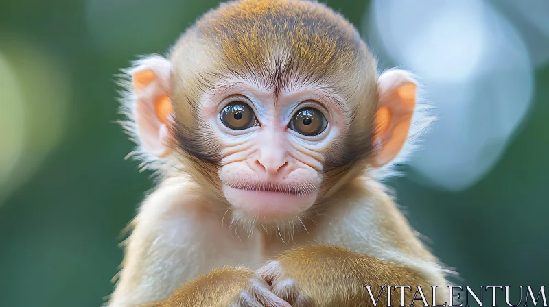 AI ART Baby Monkey Face Close-up