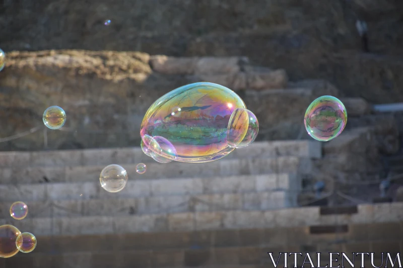 Iridescent Soap Bubbles Outdoors Free Stock Photo