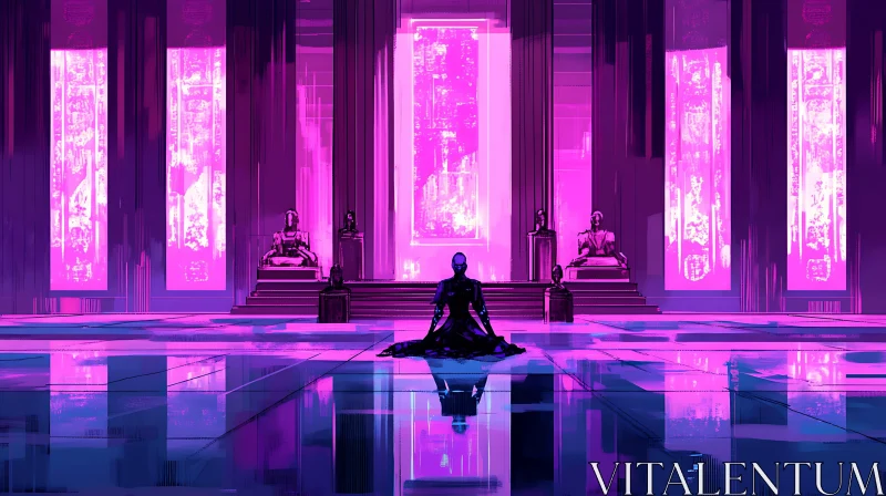 Cyber Temple of Meditation AI Image