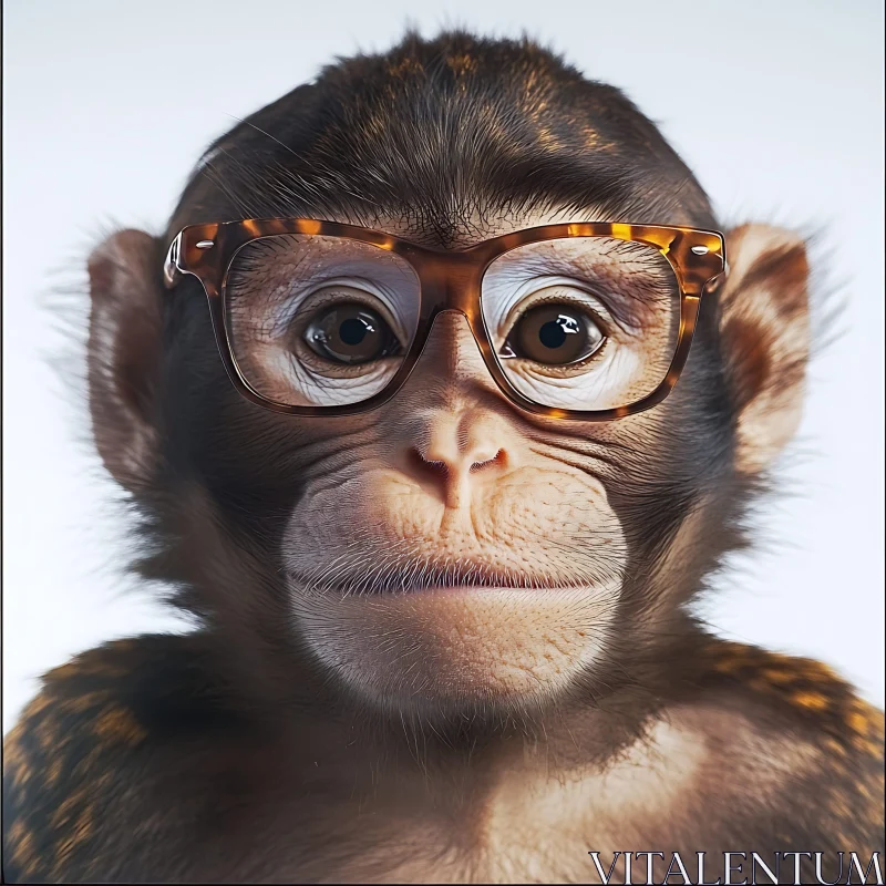 AI ART Young Monkey Portrait with Eyeglasses