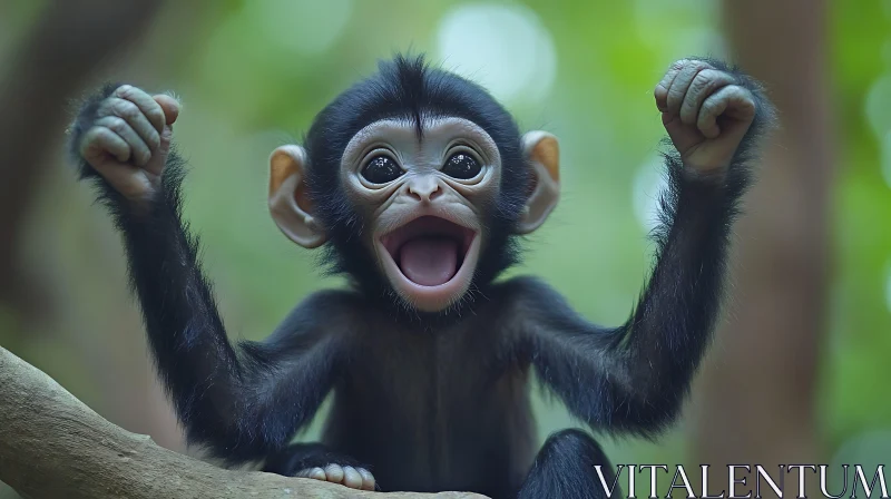 AI ART Happy Baby Monkey in Jungle