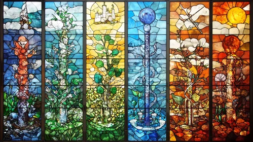 Abstract Nature Stained Glass Art