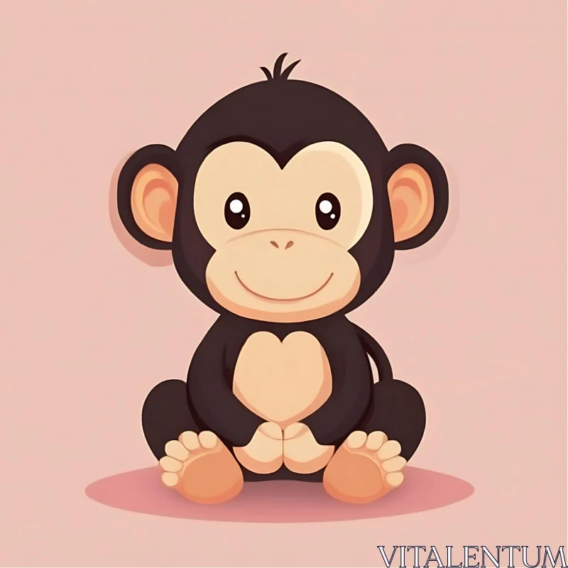 AI ART Cute Baby Monkey Cartoon Art