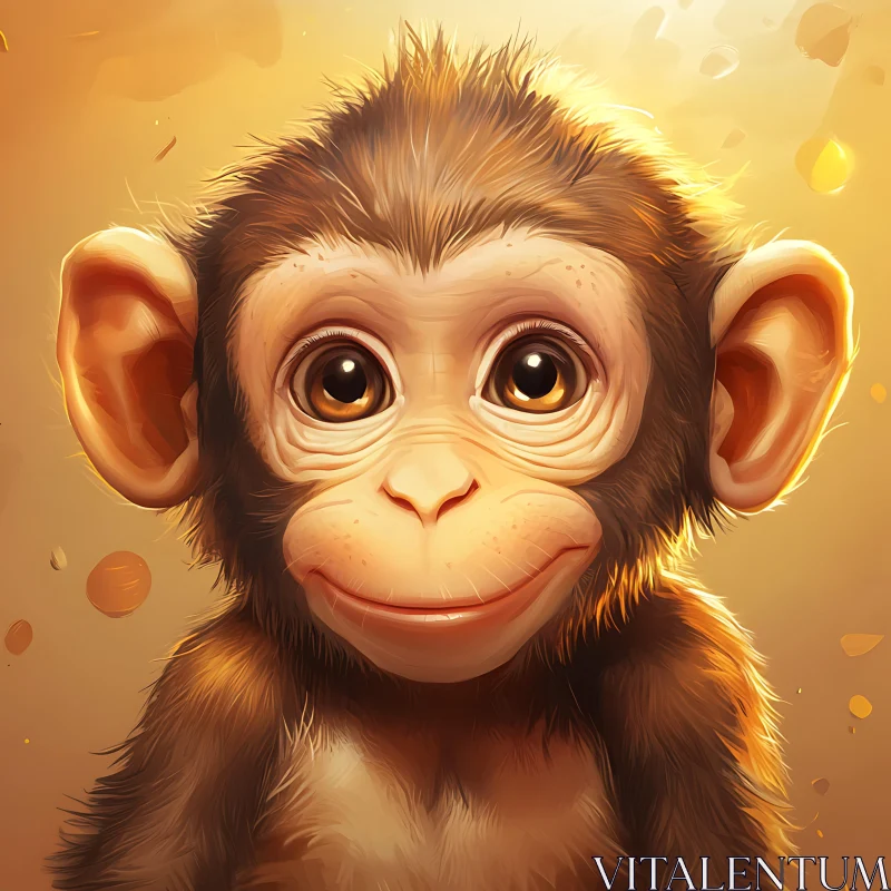 AI ART Adorable Baby Monkey with Soft Fur and Large Eyes