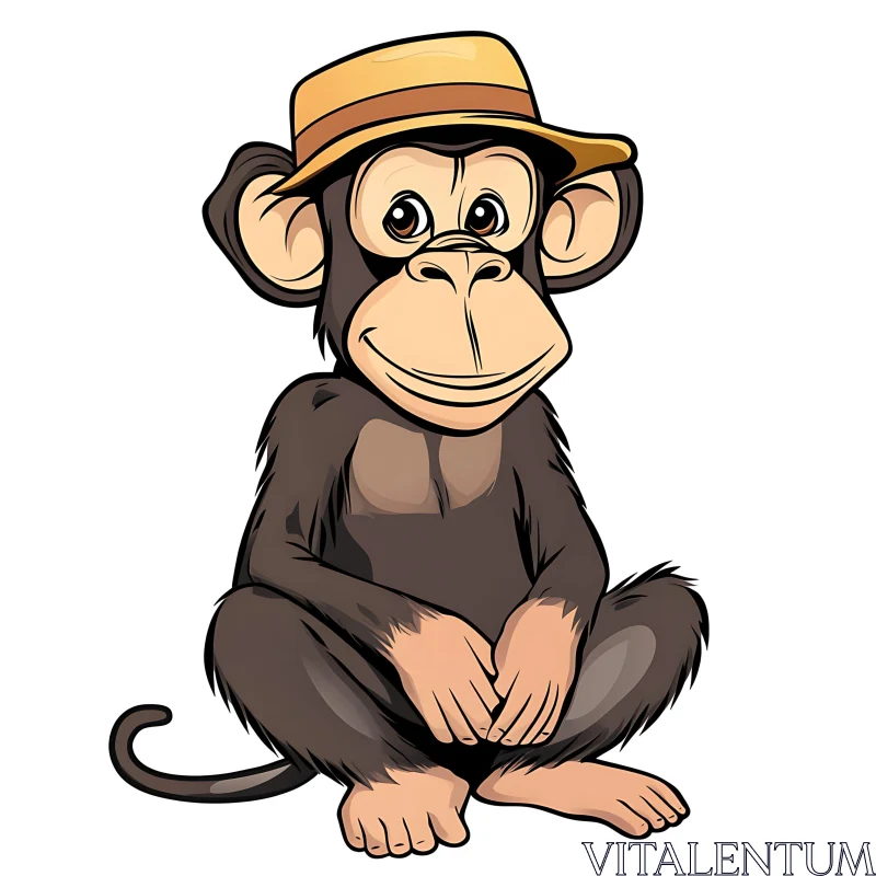 AI ART Cute Monkey Illustration with Hat