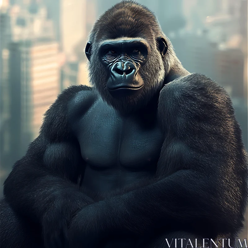 Urban Wildlife: Gorilla in the City AI Image