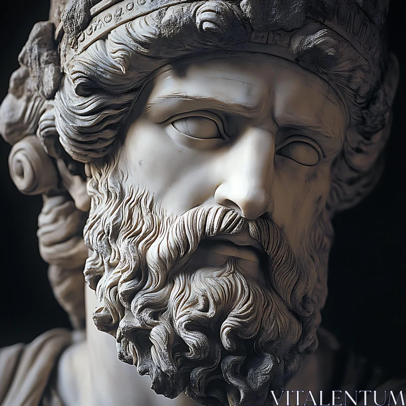 Ancient Bearded Man Marble Sculpture AI Image