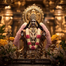 Golden Divine Figure with Floral Garlands