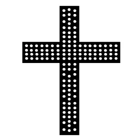 Geometric Cross Design with White Dots