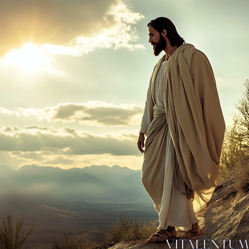 Man Standing on Mountain During Sunset Man Standing on Mountain During Sunset