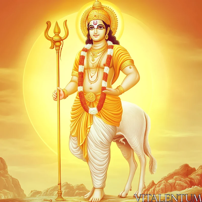 Celestial Deity with Trident and Halo Celestial Deity with Trident and Halo