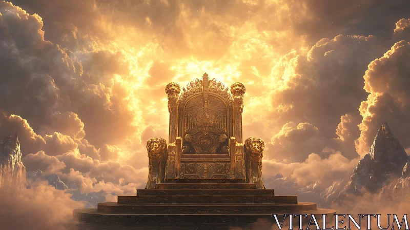 Ornate Golden Throne in a Surreal Cloudscape Ornate Golden Throne in a Surreal Cloudscape