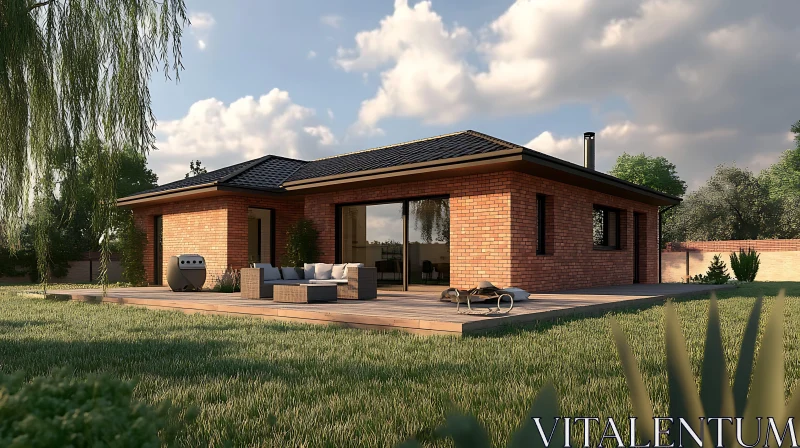Contemporary Brick Home with Outdoor Seating Area