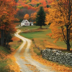 Serene Cottage in Autumn Landscape