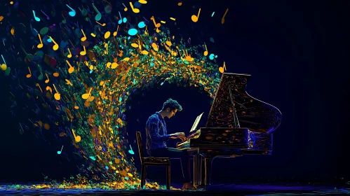 Colorful Abstract Piano Performance