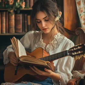 Serene Moment in a Vintage Library
