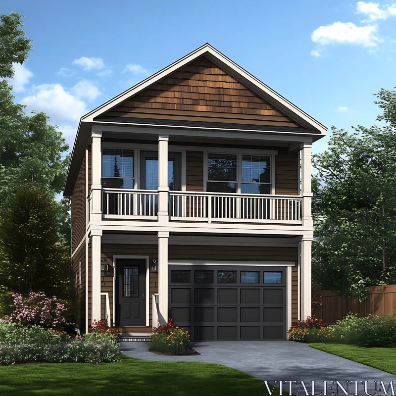 Suburban Home with Double Garage and Balcony