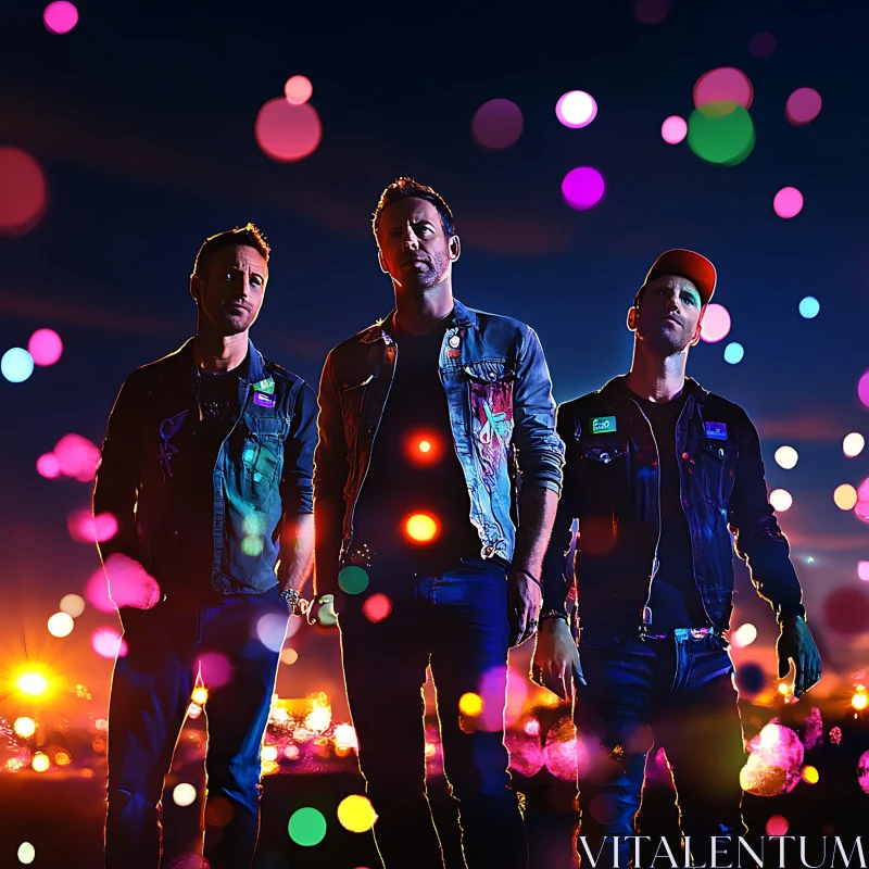 Band Members Under Night Lights AI Image