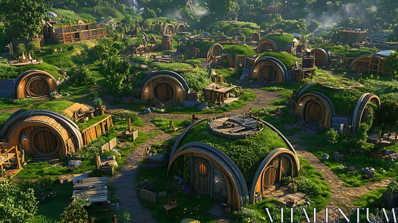 Charming Hobbit House Landscape AI Image