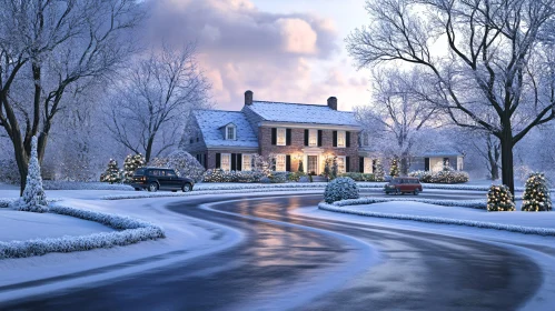 Elegant House in Winter Wonderland