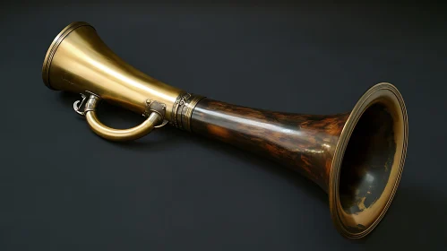 Antique Brass and Wooden Horn