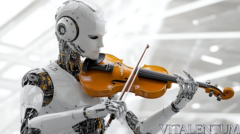 AI ART Humanoid Robot Engaged in Violin Performance