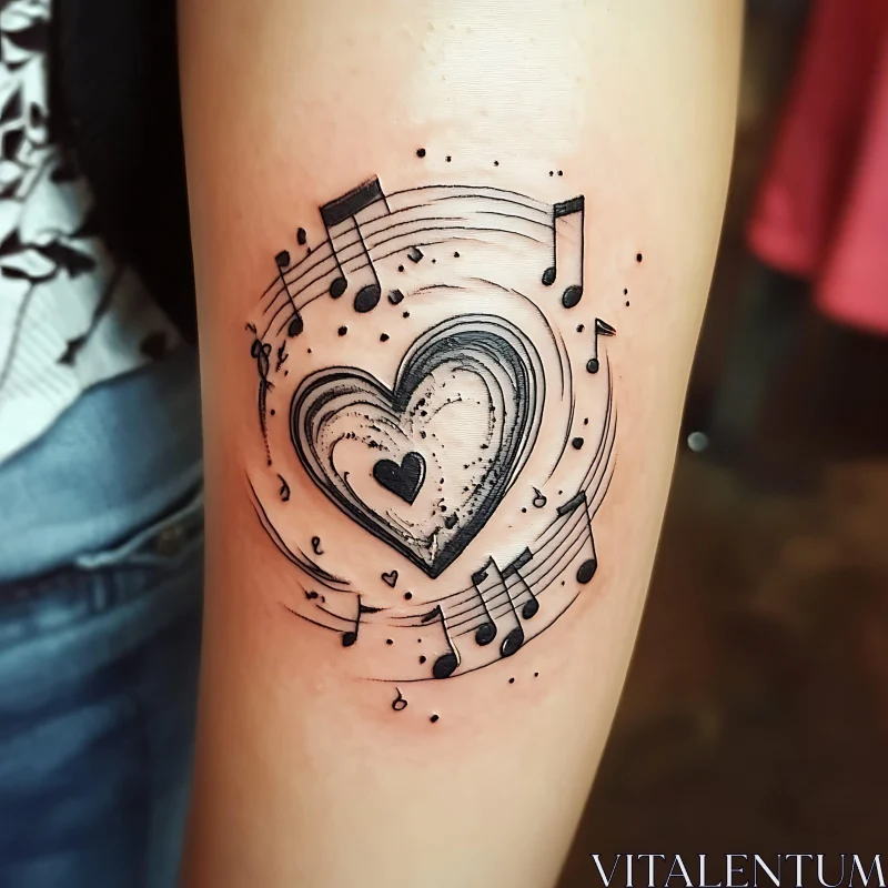 Love and Music Tattoo Design AI Image