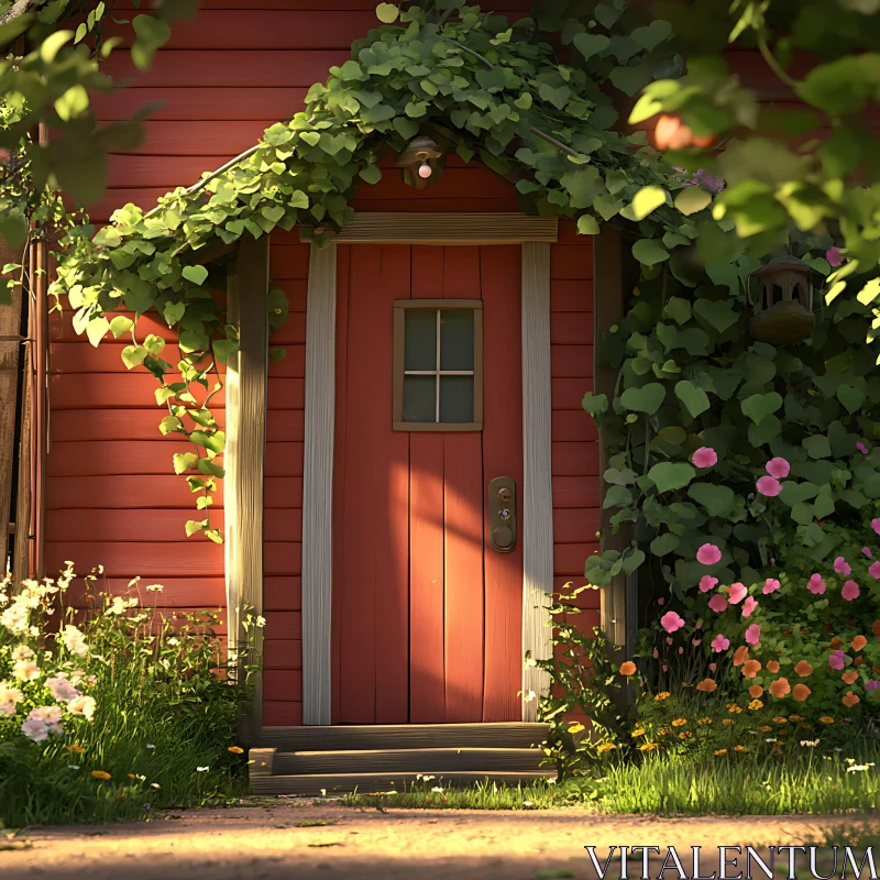 Serene Cottage Entrance AI Image