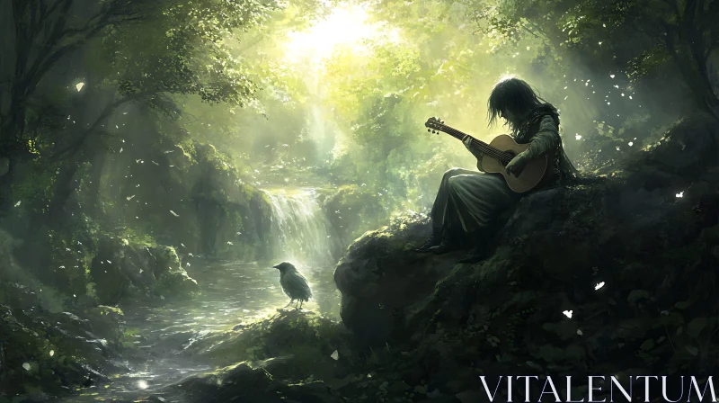 AI ART Peaceful Guitar Music in the Forest