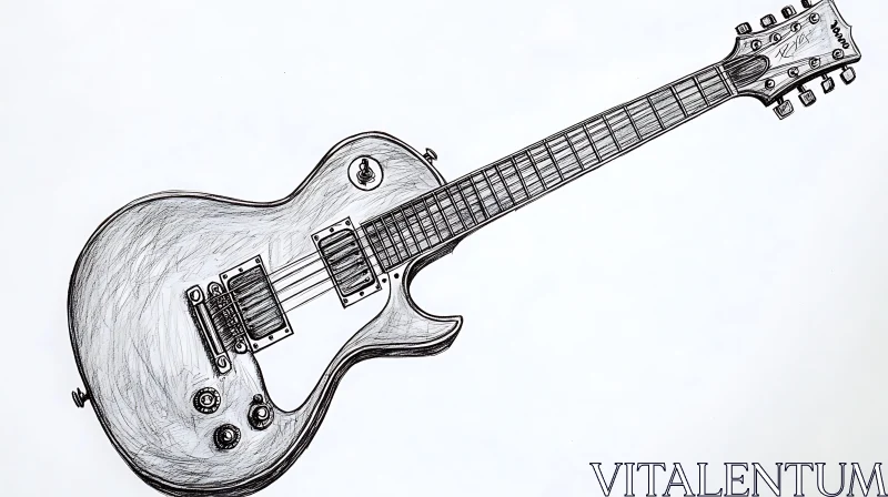 Artistic Rendering of Electric Guitar AI Image