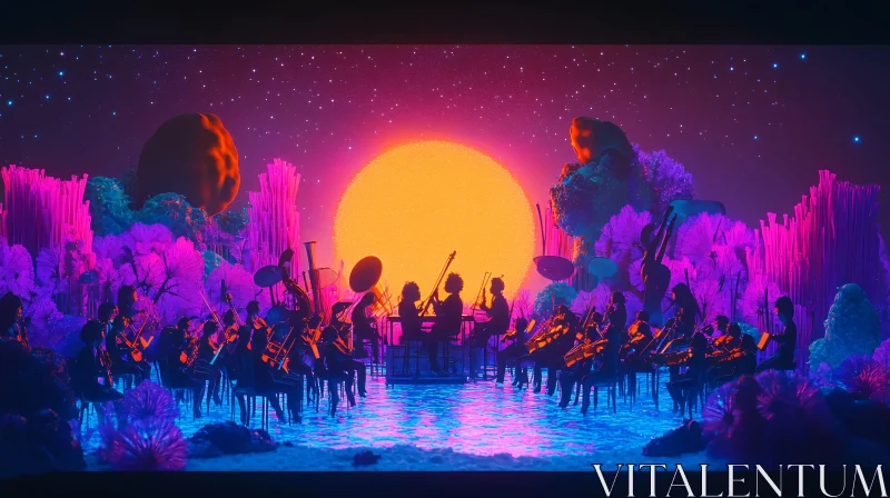 Fantastical Orchestra at Sunset AI Image