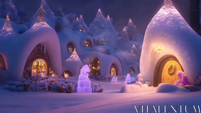 AI ART Whimsical Winter Wonderland Village