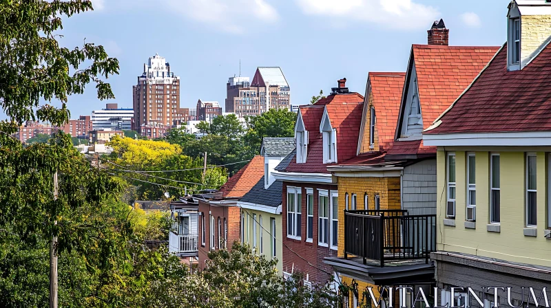 AI ART City Skyline with Vibrant Residential Houses