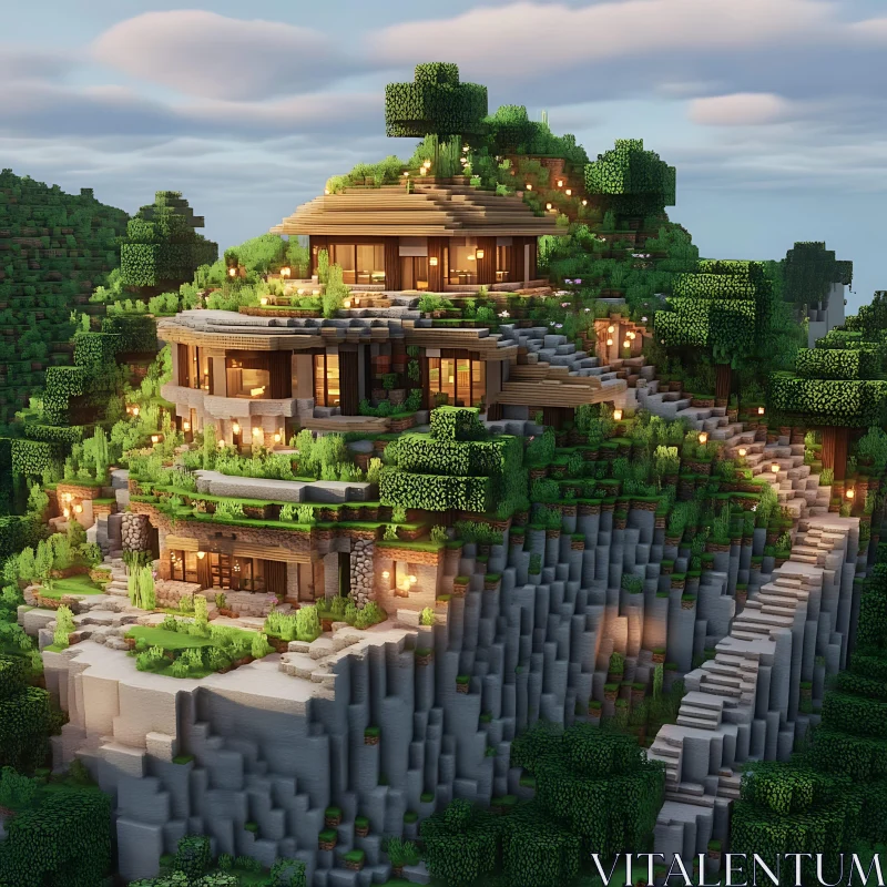 Mountain Marvel: A Minecraft Construction AI Image