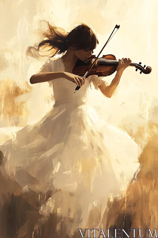 Elegant Woman Playing Violin Artwork AI Image