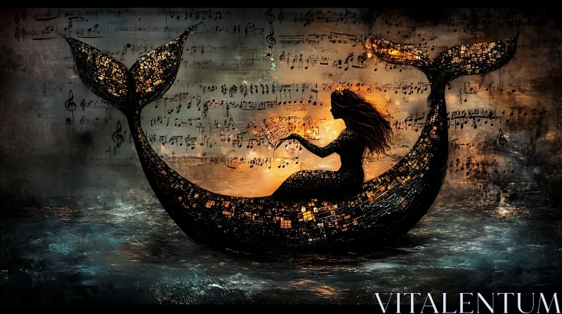 Mystical Mermaid in Musical Ocean AI Image