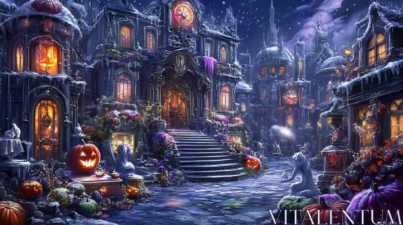 Mystical Halloween Scene AI Image