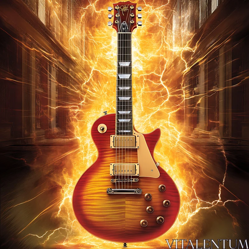 Fiery Electric Guitar Surrealism AI Image