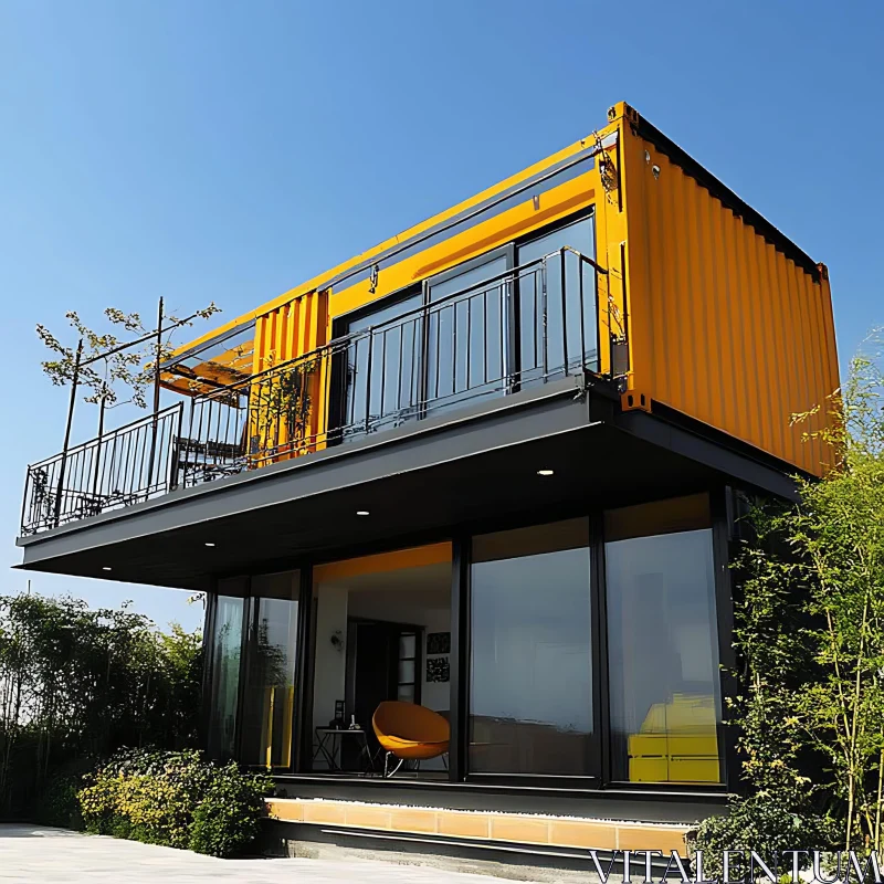 AI ART Stylish Shipping Container House with Spacious Balcony