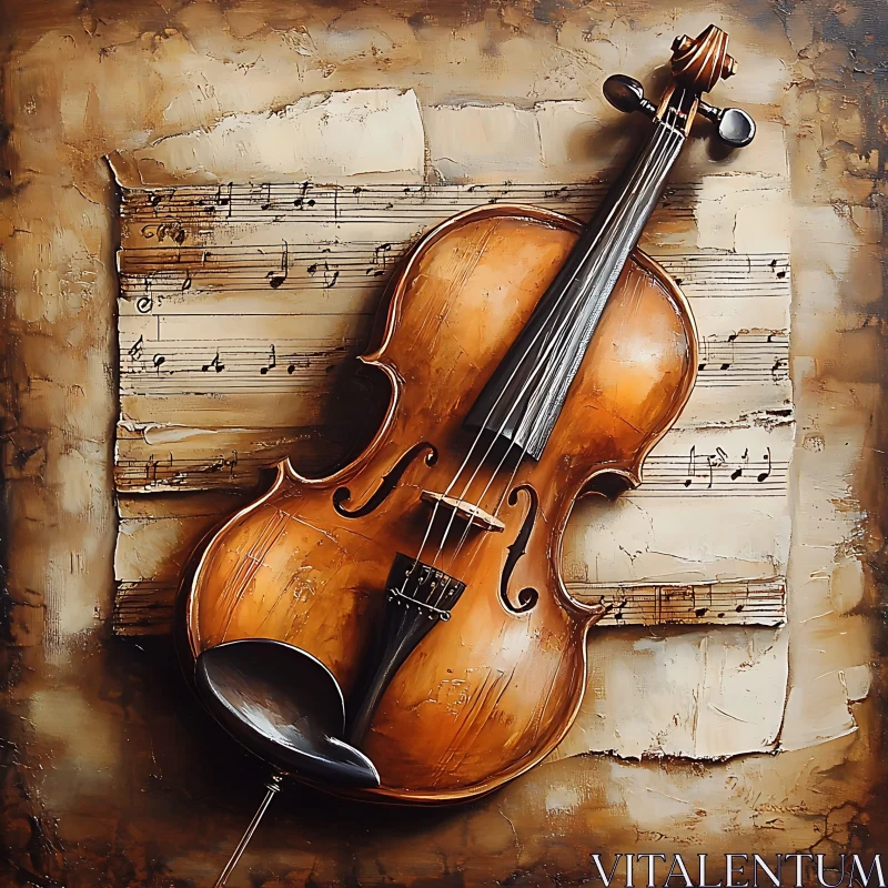 Violin and Aged Sheet Music Art AI Image