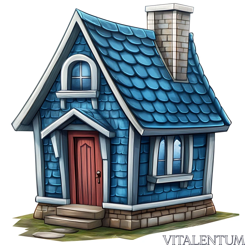 Picturesque Blue House with Detailed Shingles AI Image