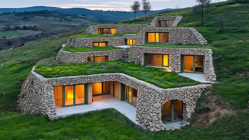 Sustainable Terraced House Embedded in Hillside