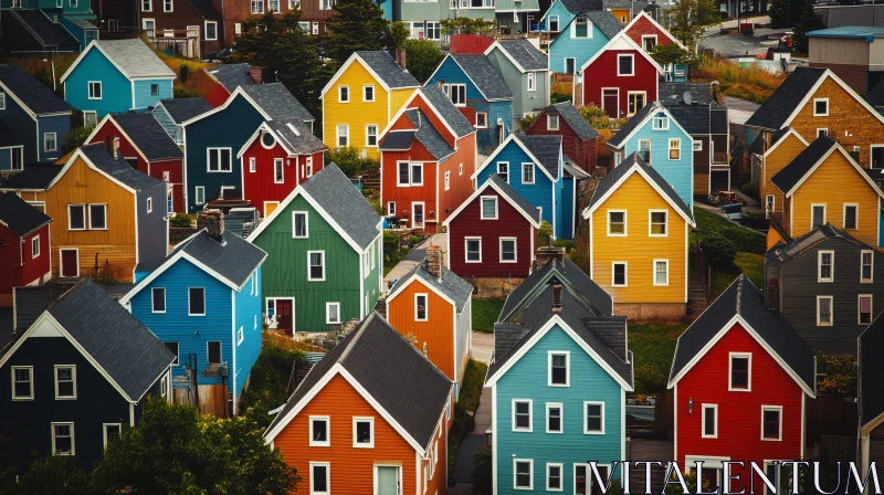 Vibrant Urban Homes with Stunning Colors AI Image