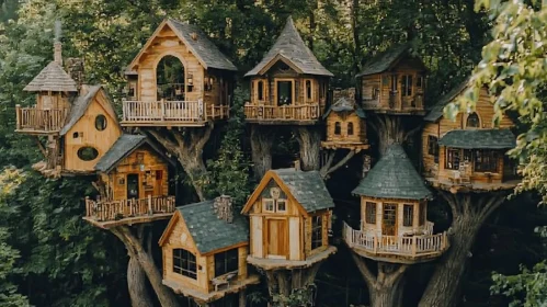 Whimsical Wooden Treehouses Amidst Nature