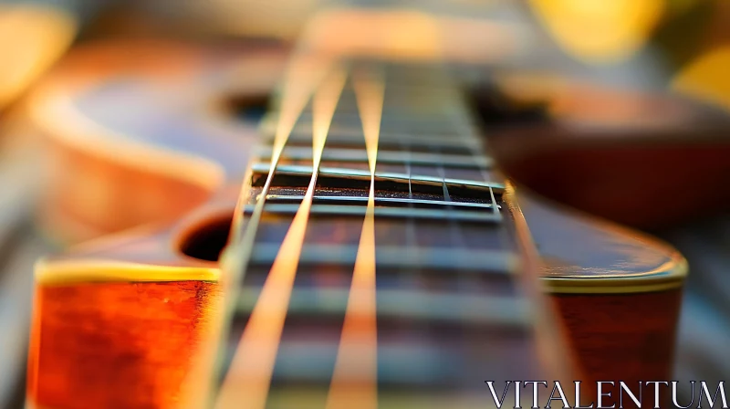 Detailed Acoustic Guitar String Close-Up AI Image