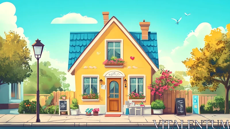 AI ART Bright Cozy Café Exterior