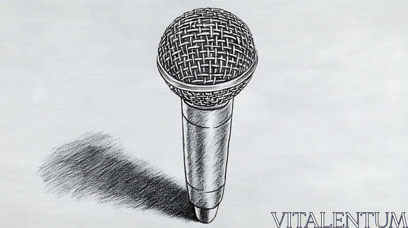 Monochrome Microphone Sketch Art AI Image