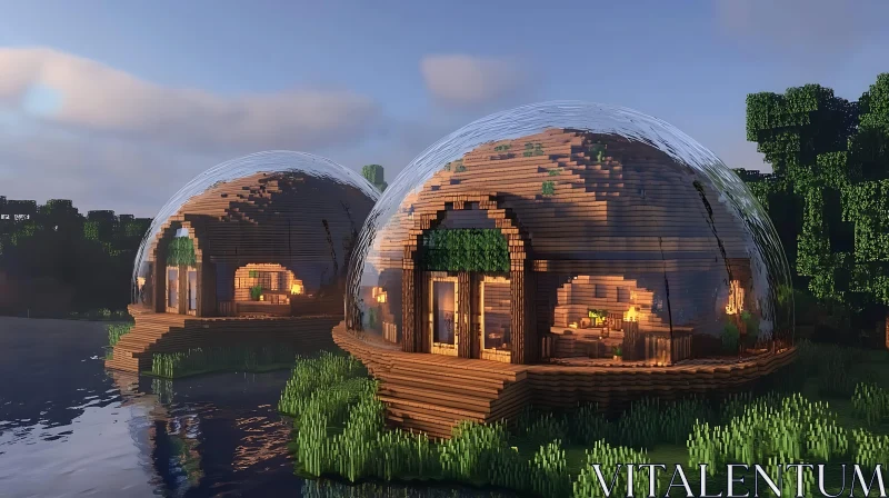 Idyllic Dome Houses Enveloped in Nature AI Image