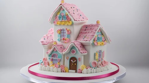 Pastel Iced House Birthday Cake