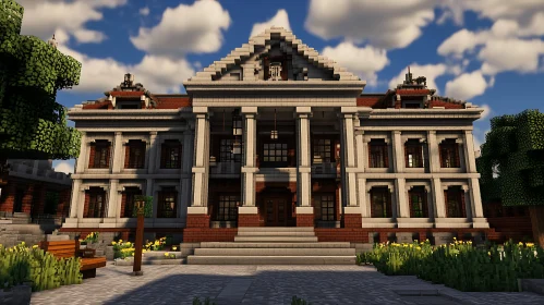 Minecraft Mansion with Columns and Garden